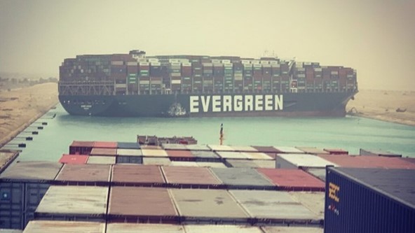 Evergreen blokkeert Suezkanaal Evergreen blokkeert Suezkanaal